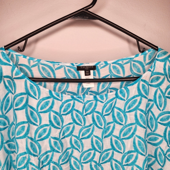 Talbots Silk Blend Portofino Light Weight Poncho Top Geometric Print Size 3x - Picture 2 of 7